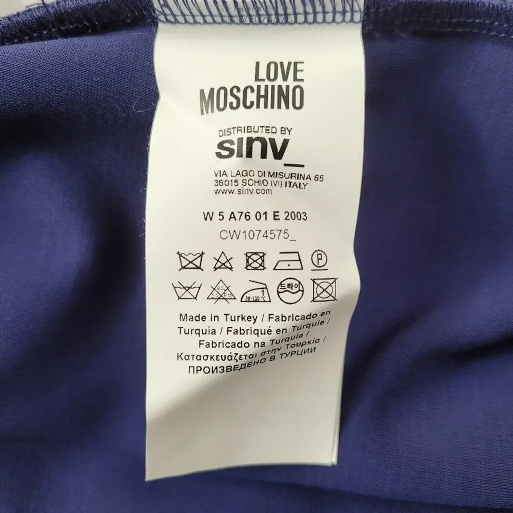 NWT Love Moschino Vneck Pleated Tank Dress Blue Sleeveless Preppy Playful size 4